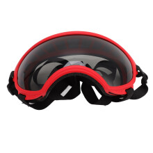 Hundeschutzbrille Winddicht UV staubdicht verstellbar Roter Rahmen Schwarzes PC langlebig