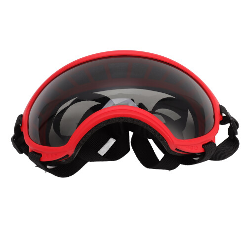 Hundeschutzbrille großer roter Rahmen schwarze Gläser PC