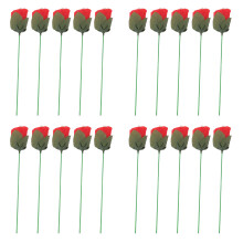 Rosa con llama aparente - 20 piezas, 28.5cm/11.2in, rojo