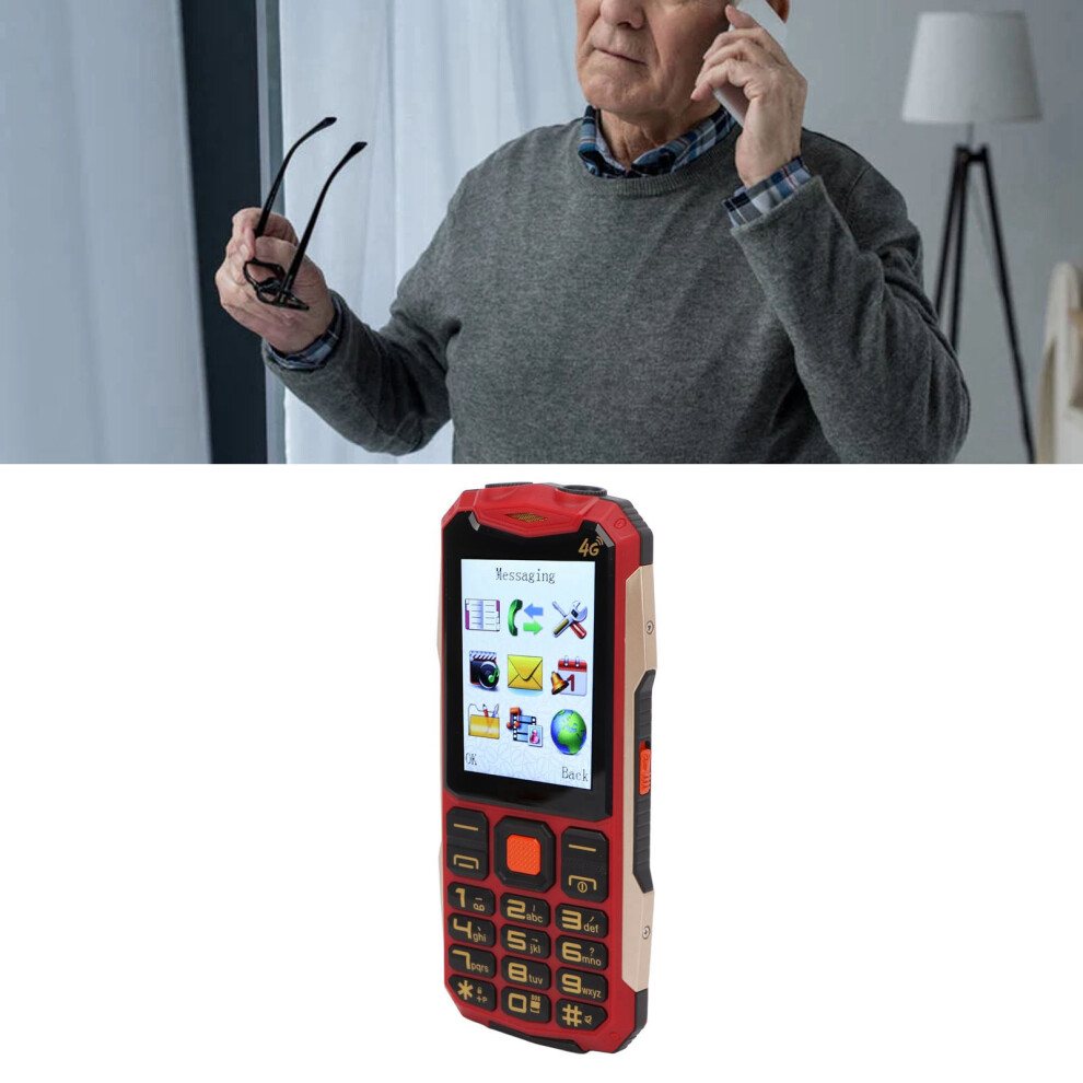 2.8In Hd Screen Seniors Cellphone 2G Dual Sim Dual Standby 4800Mah Loudspeakers Elderly Mobile Phone With Voice Broadcast Red 9451319467083