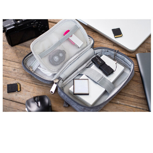 Elektronik-Organizer 19 x 12 x 3,5 cm graues Mesh-Tasche 2