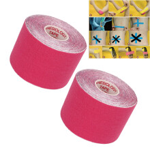 2 piezas de cinta kinesiológica deportiva 5 cm x 5 m rosa rojo