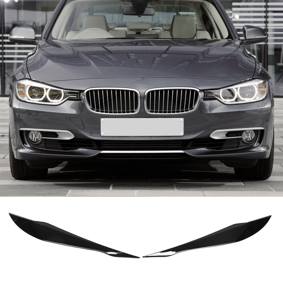 1 Pair Headlight Eyebrow Abs Vehicle Eyelid Replacement For 3 Series F30 F31 2012Â2018 Glossy Black 4611319480689
