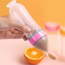 Feeding Bottle Spoon Silicone PP Safe Soft BPA Free Elastic Round Bottom Baby Food Feeder Pink