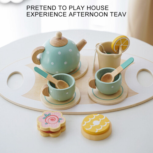 Set de té de madera de pino para juego simbólico 3+ 2