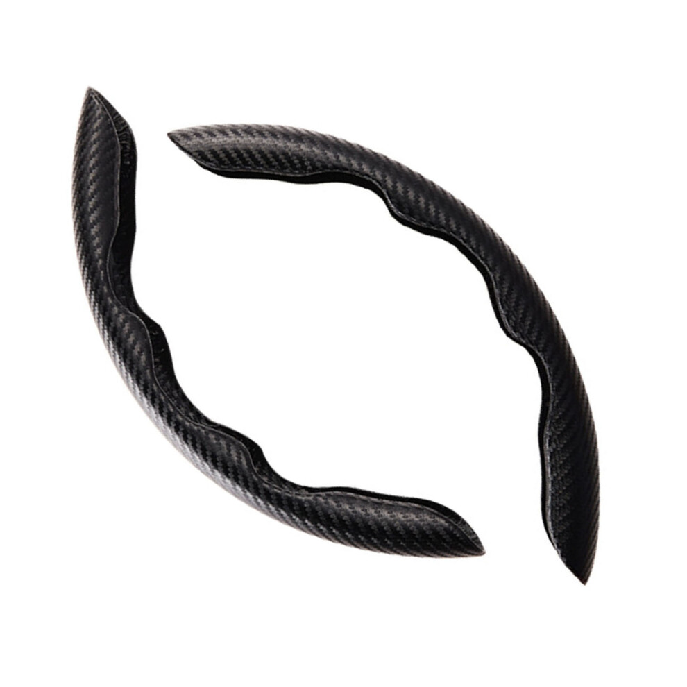 2Pcs Steering Wheel Cover Carbon Fiber Color Anti Slip Wear Resistant Stylish Steering Wheel Grip 4631319483398