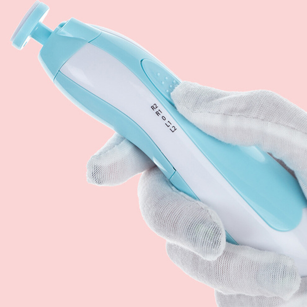 6 In 1 Electronic Baby Nail Clipper File Safe Grinding Heads Nail Trimmer Set For Newborn Manicure Blue
