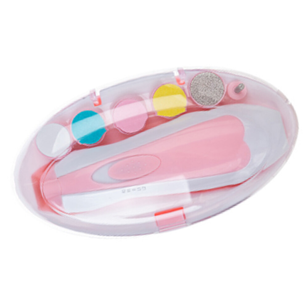 6 In 1 Electronic Baby Nail Clipper File Safe Grinding Heads Nail Trimmer Set For Newborn Manicure Pink