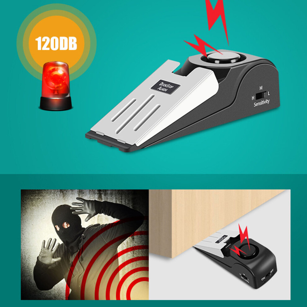 Door Stop Alarm Anti Theft 120db Siren Portable Door Stopper Security Alarm for Home Apartment Travel
