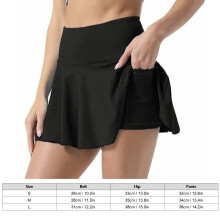 High-Waist-Tennisrock Größe L Schwarz 5,6 oz Tasche