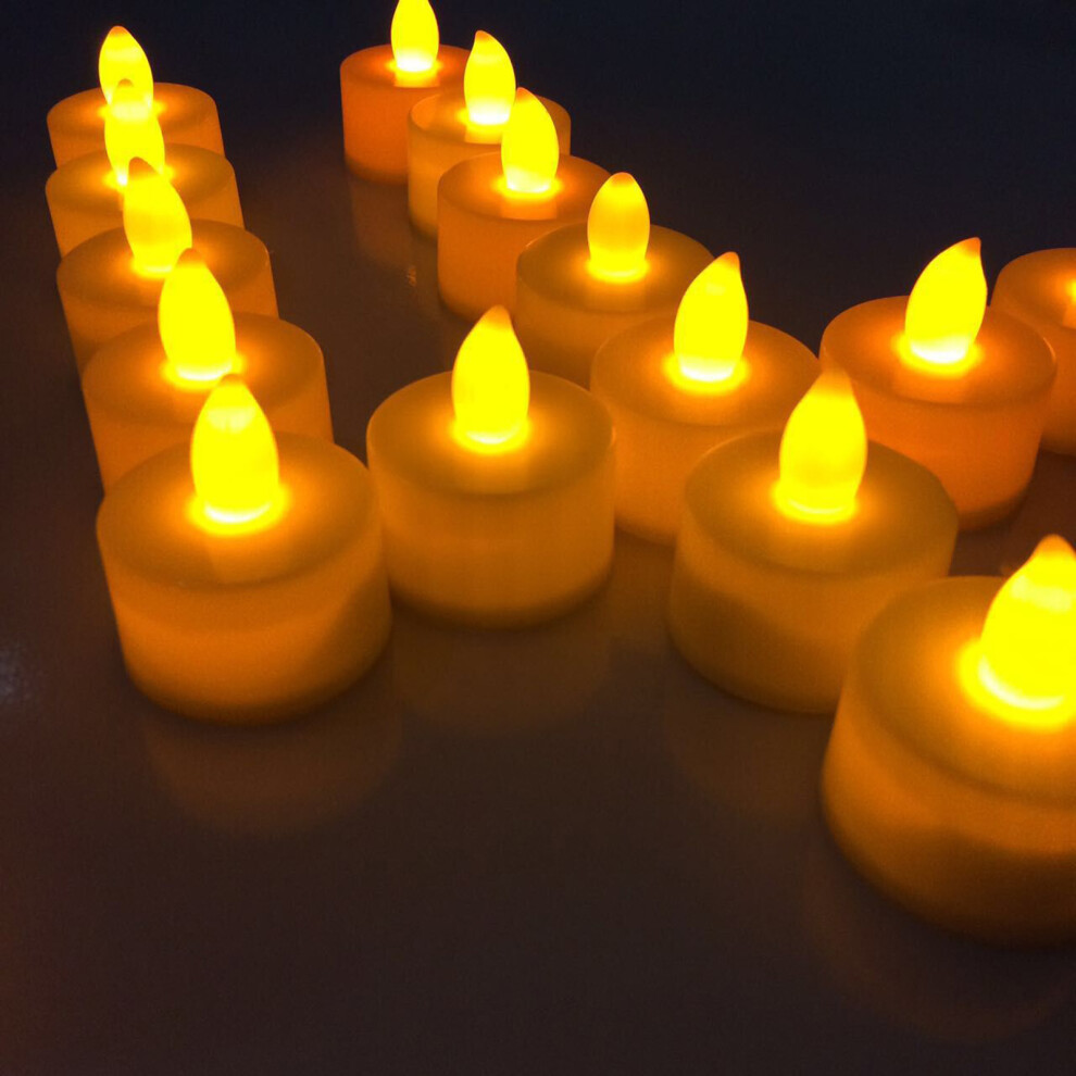 24Pcs LED Electronic Candle Light Flameless LED Tea Lights for Birthday Holiday Party Room Ambinece White Shell Yellow Light-image-OPC-PHTHVK7-NEW