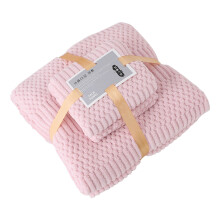 Korallenfleece-Badetuch-Set 35x75cm/70x140cm Pink