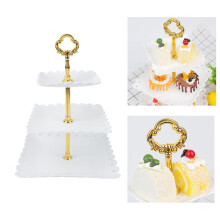 Weißer 3-Etagen-Cupcake-Ständer, Kunststoff, 24,5 cm Basis