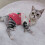 Hoher Kragen 2-beinige Katze Pullover Rosa S warm 1