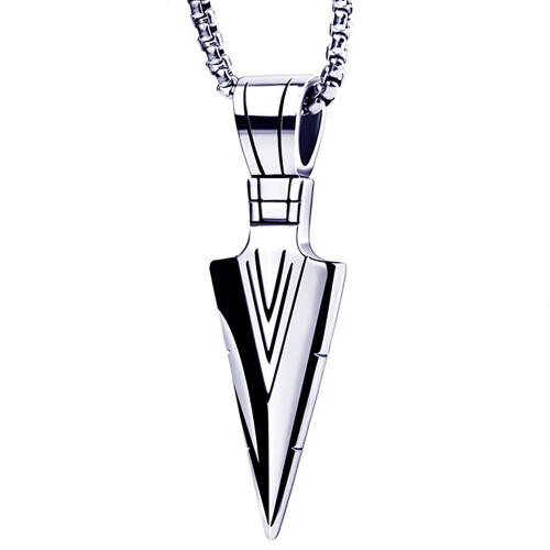 Collar de punta de flecha para hombre 65cm/25.6in Plata 1