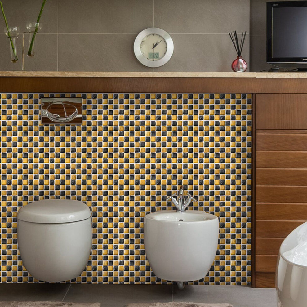 10Pcs Mosaic Tile Stickers Self Adhesive Square 3D Brick Wallpaper For Kitchen Bathroom Decor 4981319487248
