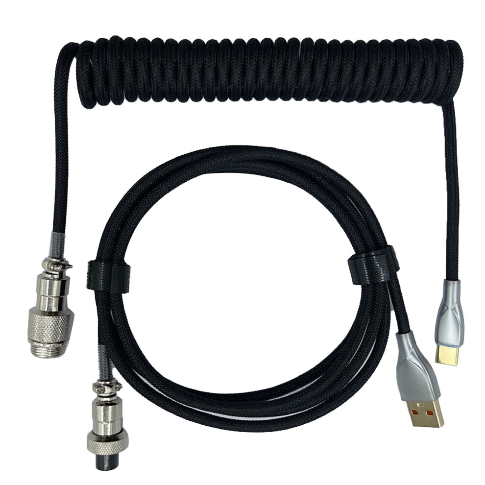 Gaming Keyboard Cable Professional Retractable Sturdy Connector Coiled Keyboard Cable For Mechanical Keyboard Black 7901319487816