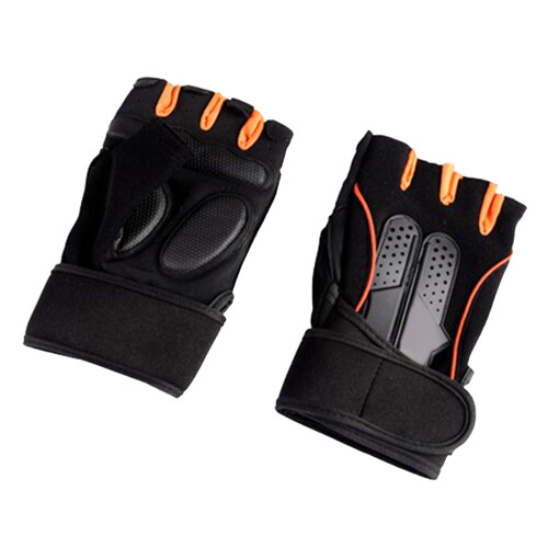 Halbfinger-Gym-Handschuhe Größe M 150 g Schwarz/Orange 1