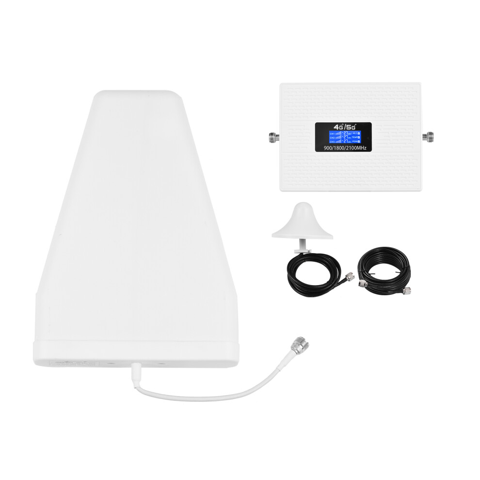Signal Booster Kit Phone Signal Amplifier Cell Phone Signal Booster Mobile Signal Repeater Three Band with Logarithmic Period Antenna Omni
