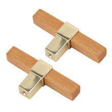2 Stück Holz-Schrankgriffe, 9 x 4 x 1,7 cm, goldfarben