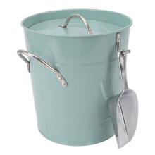 Runder verzinkter Eiskübel blau mit Deckel & Schaufel