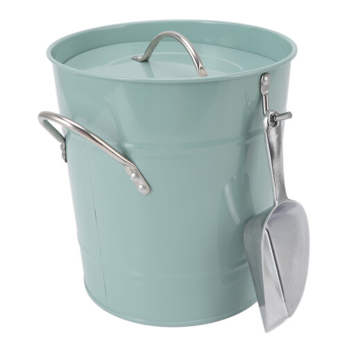 Runder verzinkter Eiskübel blau mit Deckel & Schaufel