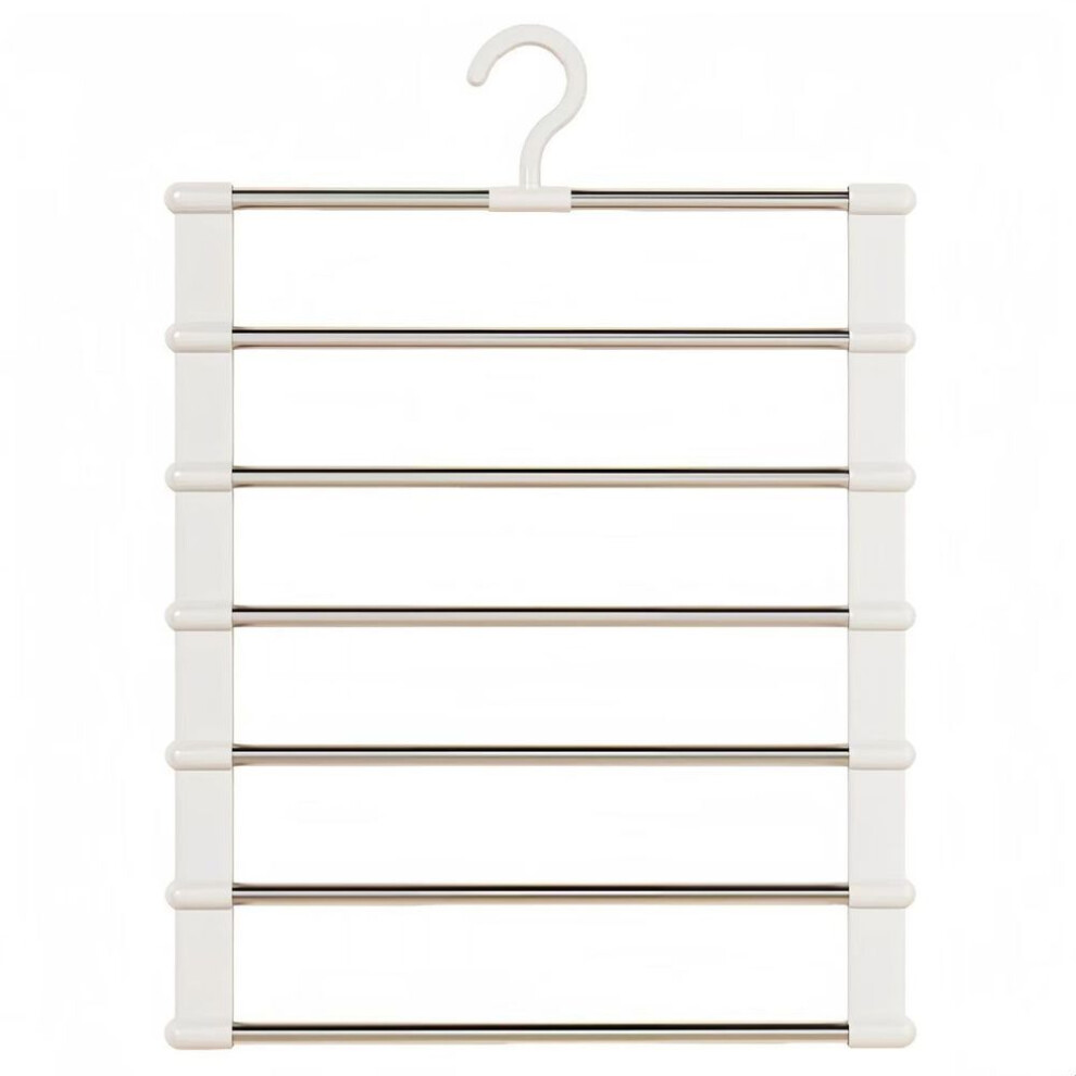 (as the picture, 7 poles) Multi-layer Space-saving Pants Hanger - 1pc Foldable Jeans Organizer With Stainless Steel Rods - Unfinished Finish, Retail Display Rack