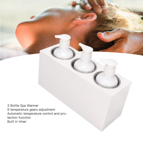 3 Bottle Spa Warmer Adjustable 9 Temperature Mode with Timer Massage Oil Lotion Cream Bottle Heater 2