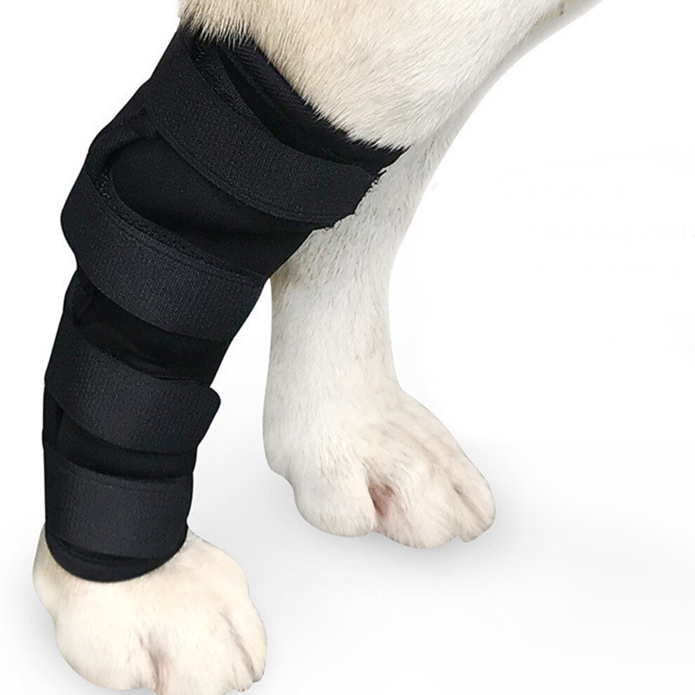 Black Dog Leg Brace Elastic Adjustable Prevent Slip Compression Wrap Pet Leg Support Protector For Arthritis Injury L (43G/1.5Oz)