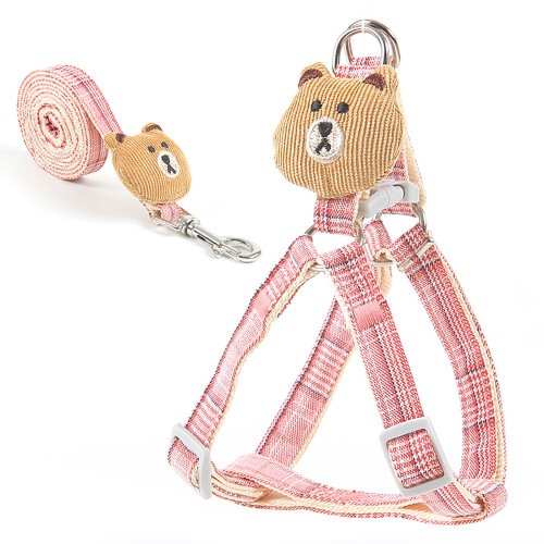 Haustier-Weste Zugseil M 1.2m Braun/Rot Bär 1