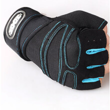 Guantes de levantamiento sin dedos talla M azul claro 180 g