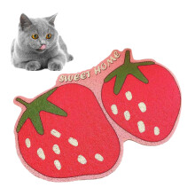 Cat Litter Mat Fruit Shape Skid Resistance Flexible Easy to Clean Pet Food Catching Placemat for Pet Cat Strawberry 40x60cm / 15.7x23.6in