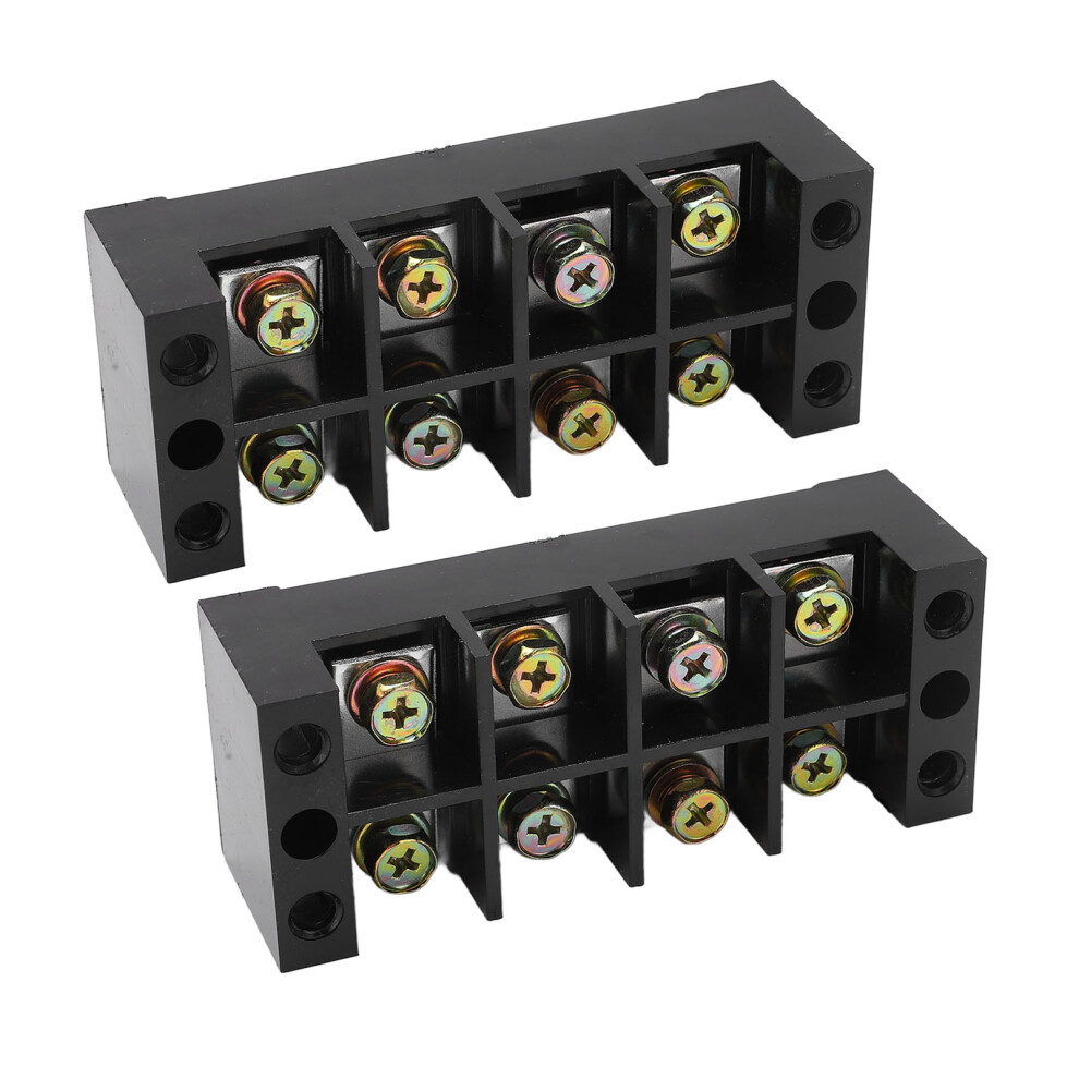 2Pcs Terminal Strip 100A 600V Tbc Fixed Type Pc Iron Dual Row Screw Terminal Block For Distribution Systems Lighting 4 Bits (1004) 8701319499197