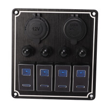 4-Gang Kippschalter-Panel 20A DC12-24V Blau