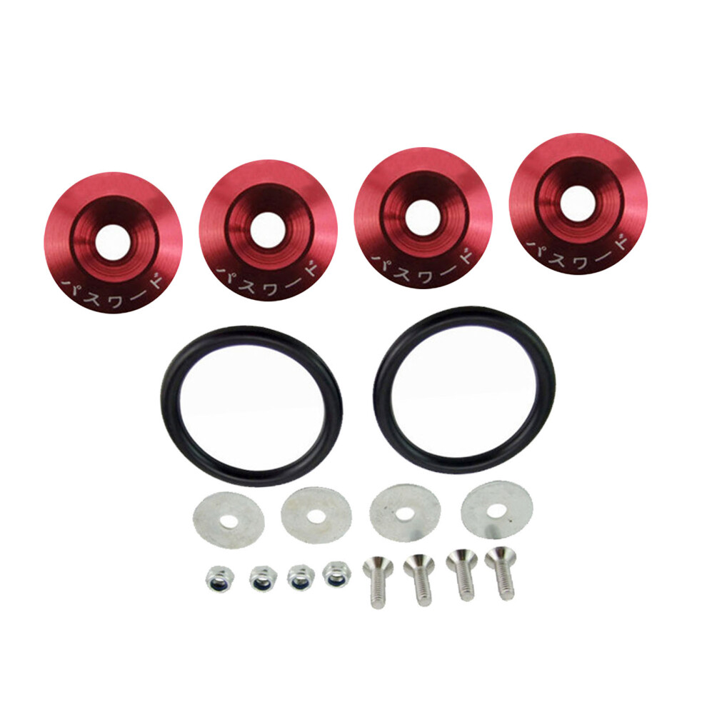 Jdm Quick Release Fasteners Kit Complete High Strength Anodic Oxidation Surface For Car Red 4201319503305