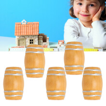 5 piezas 1:12 Barriles de cerveza de madera de alcanfor natural