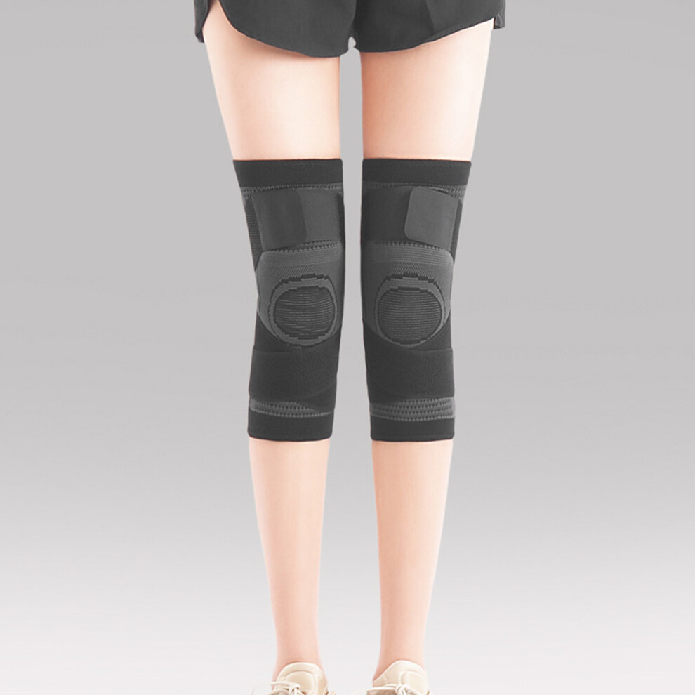 Black 1 Pair Knee Brace Knee Support Protector Kneepad Kneecap For Running Basketball Volleyball L