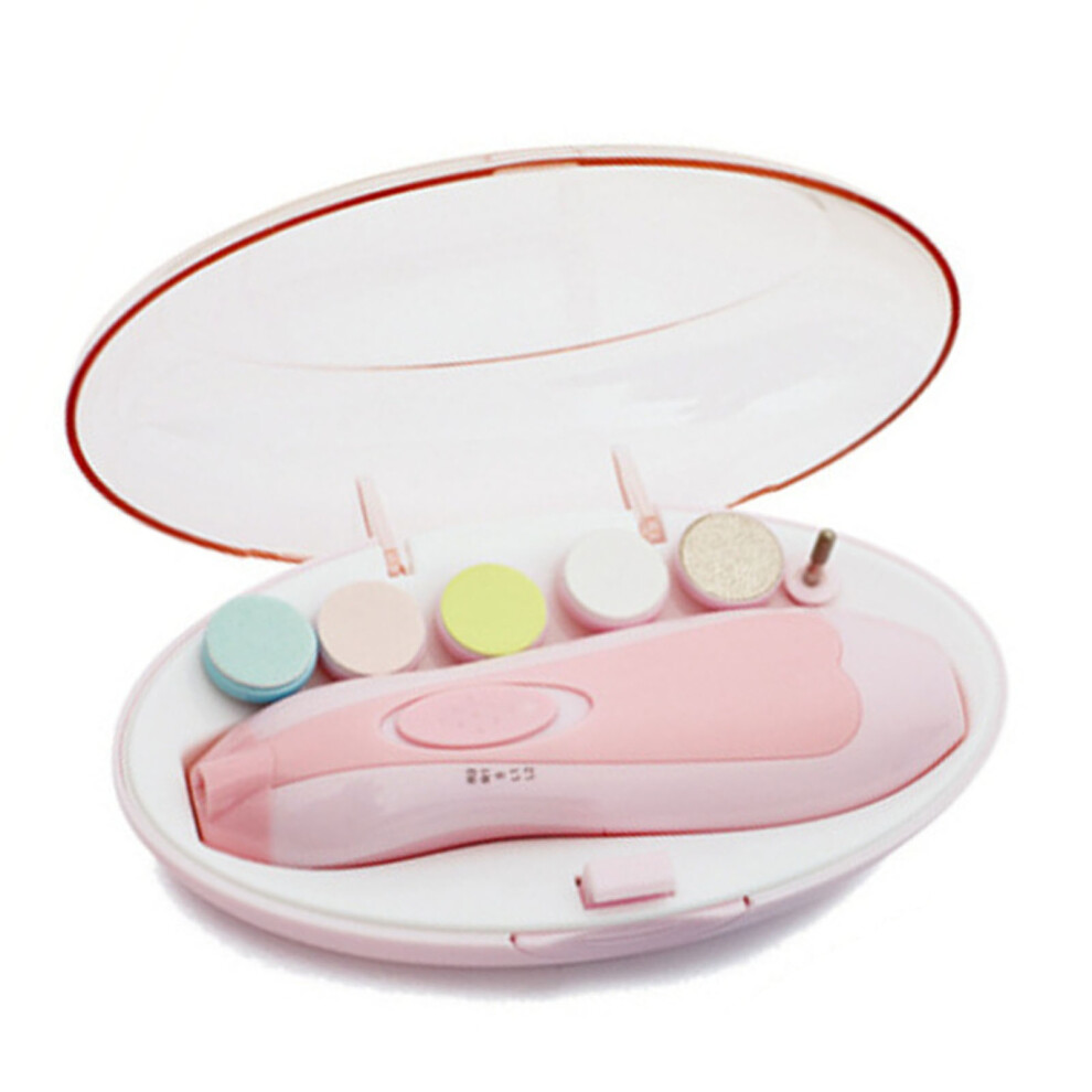 Baby Nail Trimmer 6 Grinding Heads Portable Gentle Electric Nail Trimmer for Newborn Infant Toddler Pink