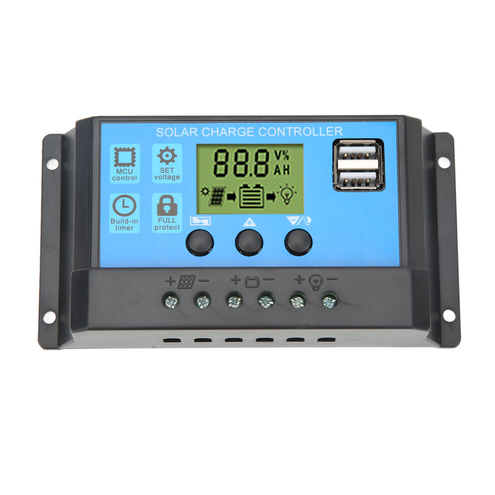 12V 24V Solar Charge Controller Usb Pwm Photovoltaic Solar Panel Charge Regulator With Lcd Display 10A 7891319505651