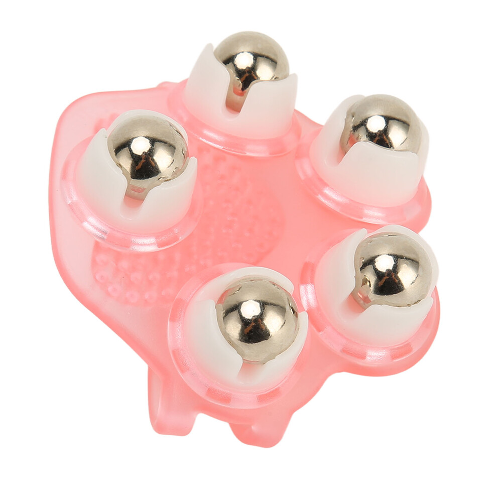 Hand Roller Massager 5 Beads 360 Degree Rotating Manual Roller Massager for Women Home Use Pink