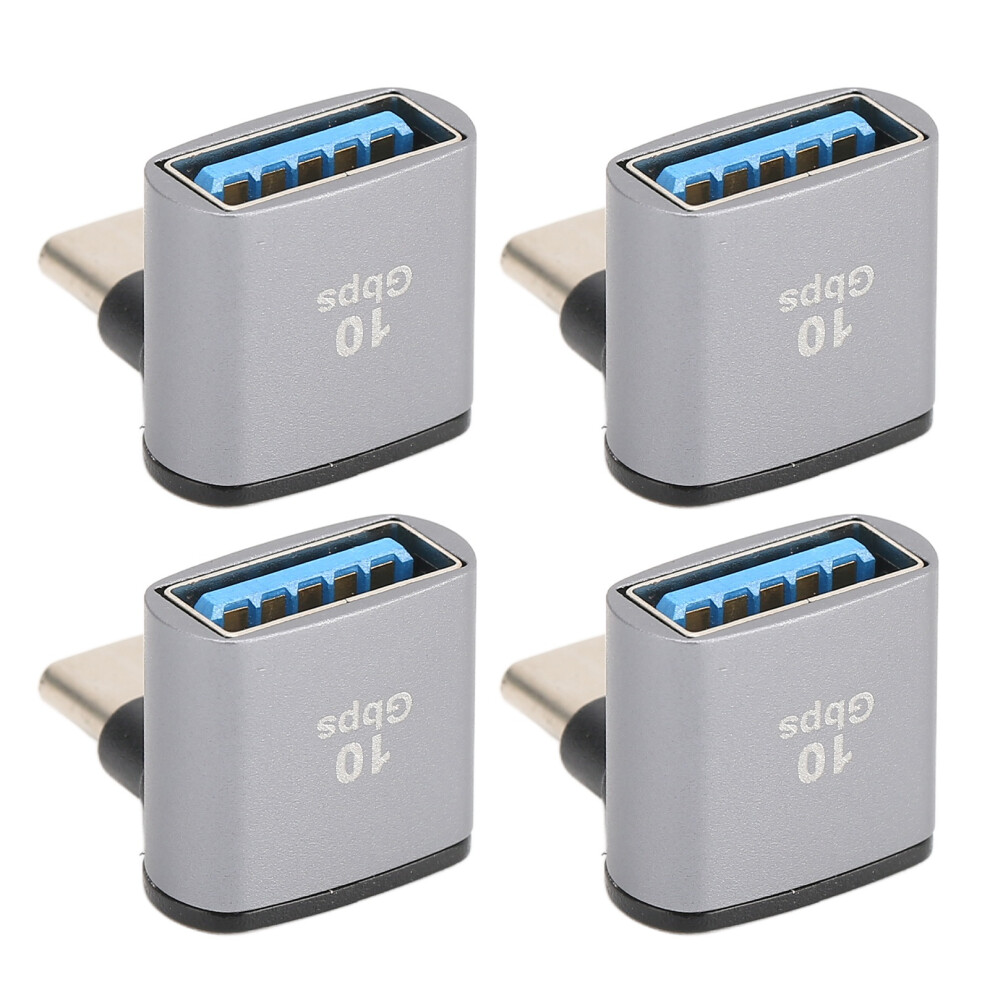 4Pcs Right Angle Usb C To Usb Adapter 10Gbps High Speed 90 Degree Usb Female To Type C Male Adapter For Phone Laptop 6941319513178