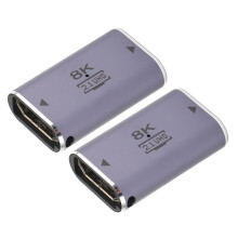 2 piezas de acoplador HDMI hembra-hembra de aluminio 8K plateado
