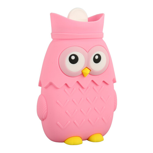Eulenförmige Silikon-Wärmflasche 400ml Pink