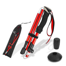 Leichter Aluminium-Wanderstock 110-130cm, Schwarz/Blau/Rot