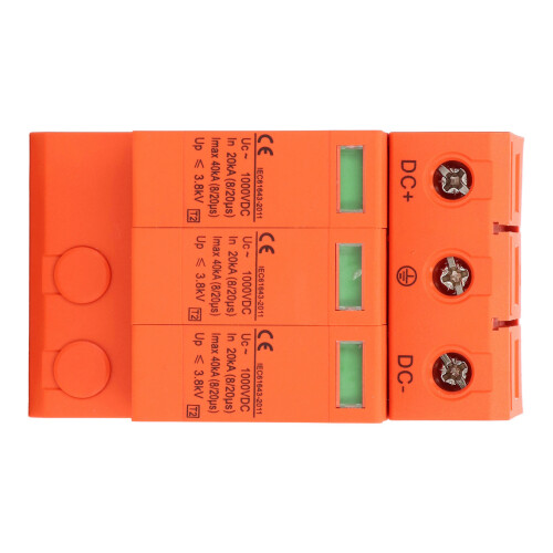 DC Surge Protector Visual Window Overheat Protection Quick Response PV Surge Protective Device 3P 40kv 1000V 2