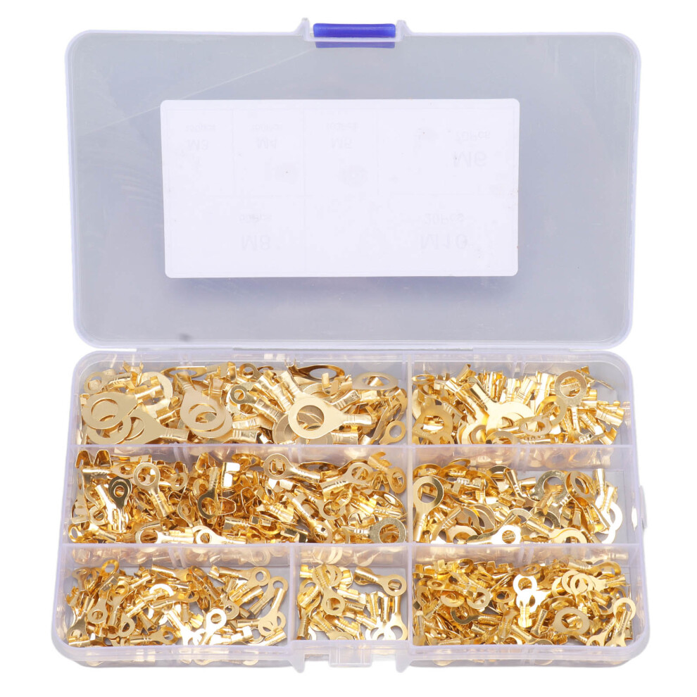 540Pcs Brass Wire Lugs Assortment Set Electric Cable Ring Lugs With Storage Box M3 M4 M5 M6 M8 M10 8731319520690