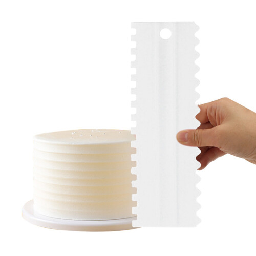 4Pcs Cake Scraper Durable Eco Friendly Plastic 8 Styles Hanging Hook Design Cake Smoother for Baking DIY White 2