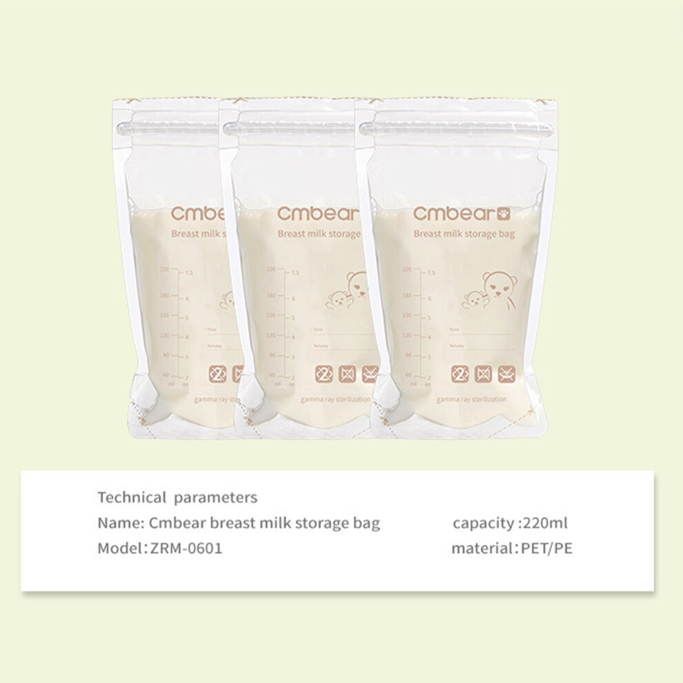 30 Count Breastmilk Storage Bag No Leakage Stable High Strength Pretreated Breast Milk Pouch Set 220ML