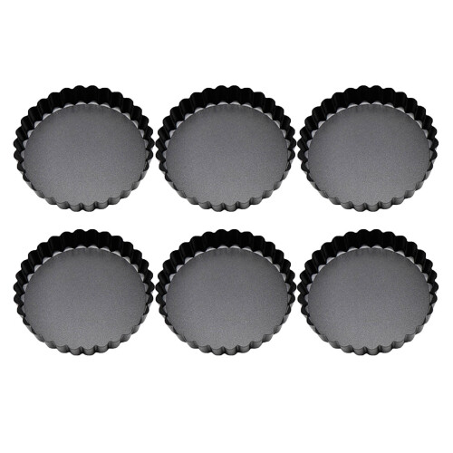 6er-Set Mini-Kuchenformen, 3 Zoll, schwarz, 8x8x2 cm 1