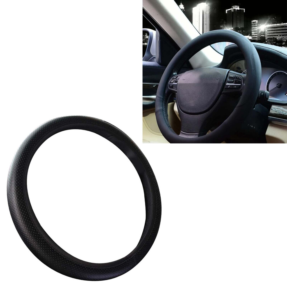 Car Steering Wheel Cover 38Cm Diameter Universal Fit Artificial Leather Protector For Modification Black 5031319524456